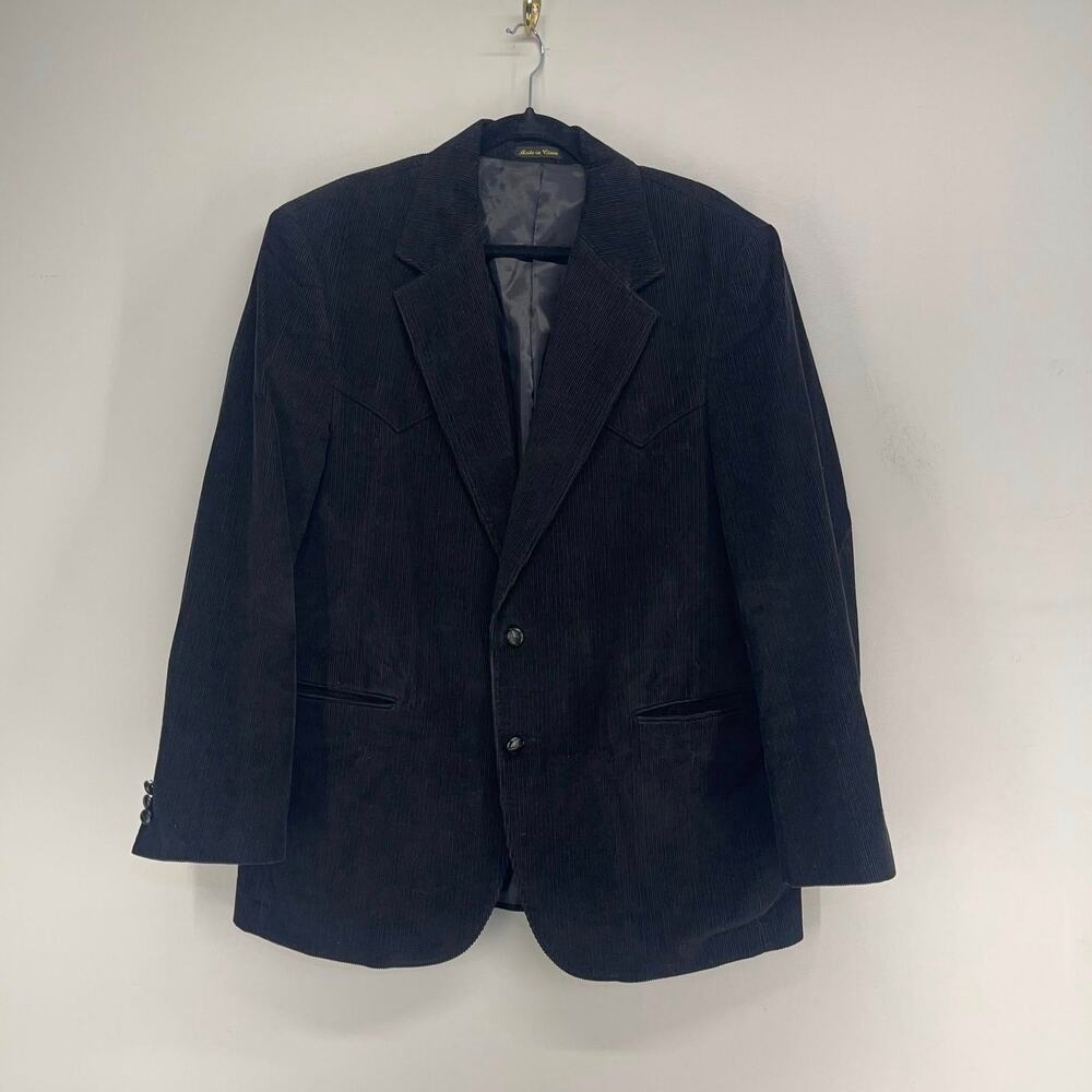Circle‎ S Dallas Western Blazer Mens 44R Black Corduroy Sport Coat Jacket